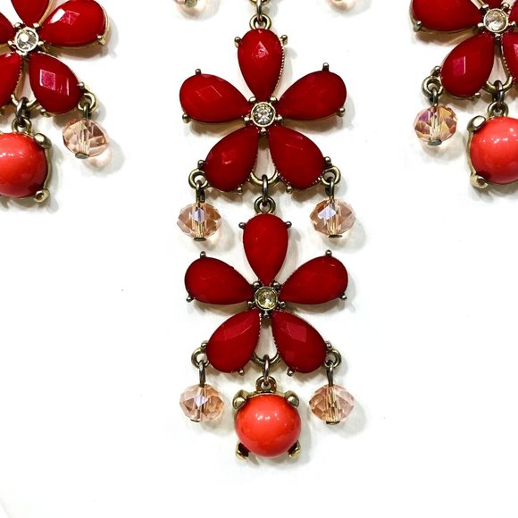 WHBM Red Floral Statement Necklace - Picture 2 of 10
